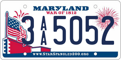 MD license plate 3AA5052