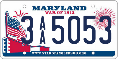 MD license plate 3AA5053