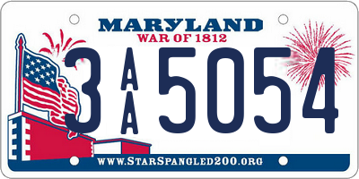 MD license plate 3AA5054