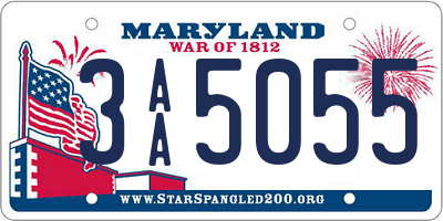 MD license plate 3AA5055