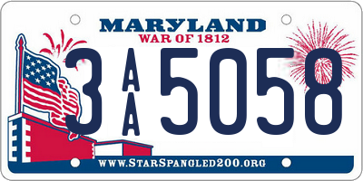 MD license plate 3AA5058