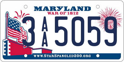 MD license plate 3AA5059