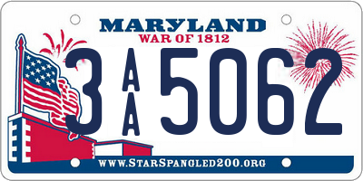 MD license plate 3AA5062