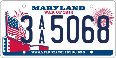 MD license plate 3AA5068