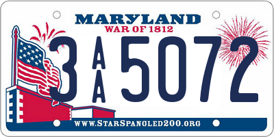 MD license plate 3AA5072