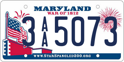 MD license plate 3AA5073