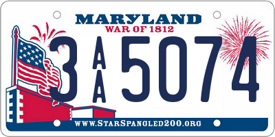 MD license plate 3AA5074