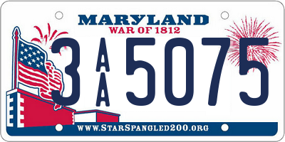 MD license plate 3AA5075