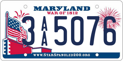 MD license plate 3AA5076