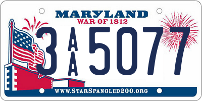 MD license plate 3AA5077