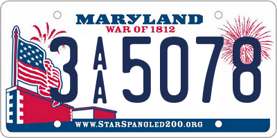 MD license plate 3AA5078