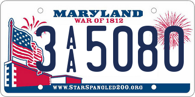 MD license plate 3AA5080