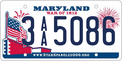 MD license plate 3AA5086