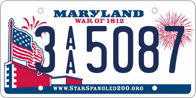 MD license plate 3AA5087