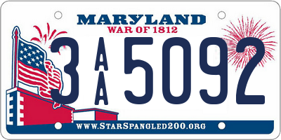 MD license plate 3AA5092