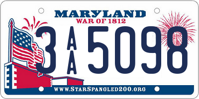 MD license plate 3AA5098