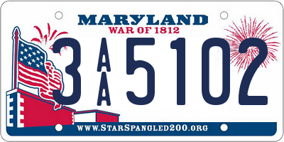 MD license plate 3AA5102