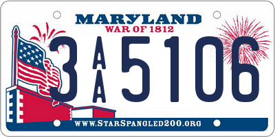 MD license plate 3AA5106