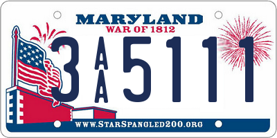 MD license plate 3AA5111