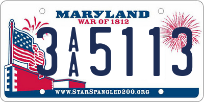 MD license plate 3AA5113