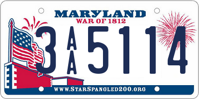 MD license plate 3AA5114