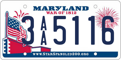 MD license plate 3AA5116