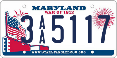 MD license plate 3AA5117