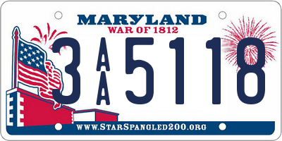 MD license plate 3AA5118