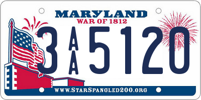 MD license plate 3AA5120