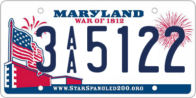 MD license plate 3AA5122