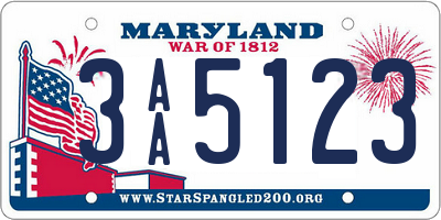 MD license plate 3AA5123