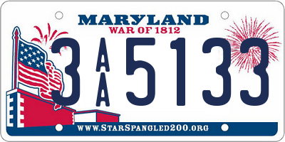 MD license plate 3AA5133