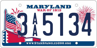 MD license plate 3AA5134