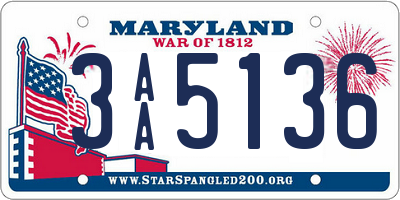 MD license plate 3AA5136