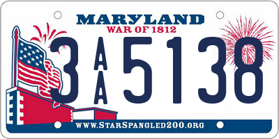 MD license plate 3AA5138