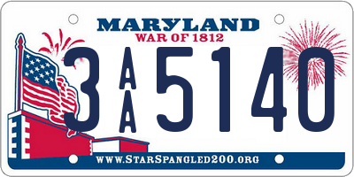 MD license plate 3AA5140