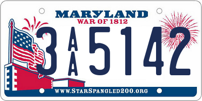 MD license plate 3AA5142