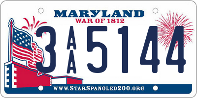 MD license plate 3AA5144