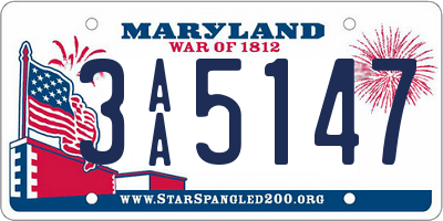 MD license plate 3AA5147