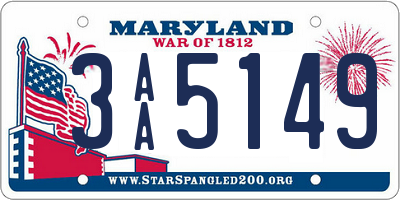 MD license plate 3AA5149