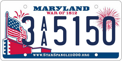 MD license plate 3AA5150