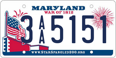 MD license plate 3AA5151