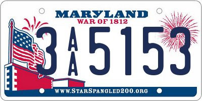 MD license plate 3AA5153