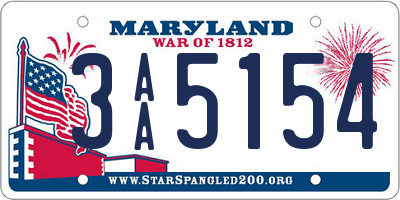 MD license plate 3AA5154