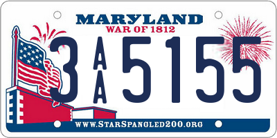 MD license plate 3AA5155