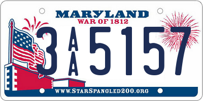 MD license plate 3AA5157