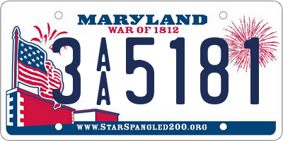 MD license plate 3AA5181