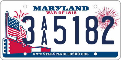 MD license plate 3AA5182