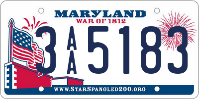 MD license plate 3AA5183