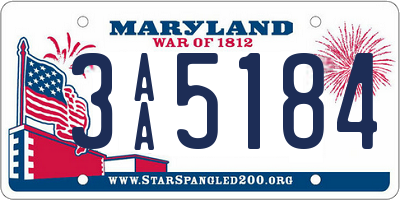 MD license plate 3AA5184